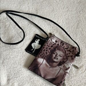 Marilyn Monroe Print Crossbody Bag - Black and Brown